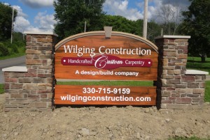 Wilging Construction Handcrafted Custom Cabinetry Wood Sign by LAAD Sign and Lighting